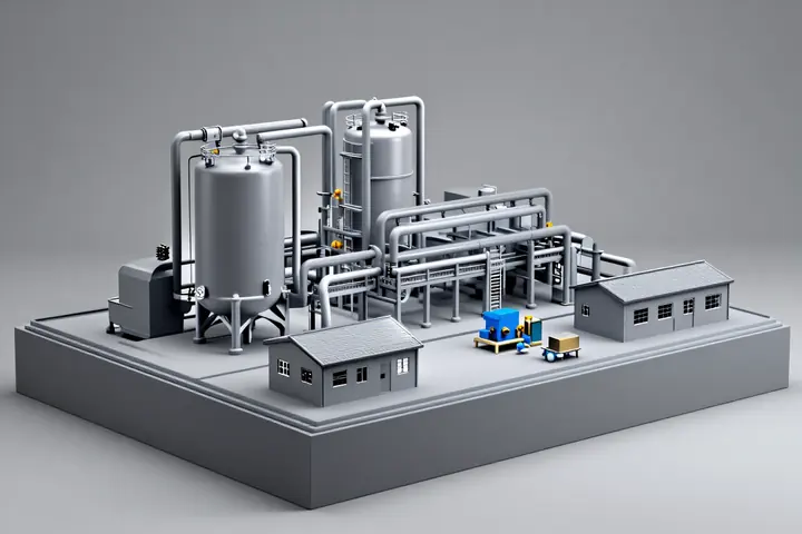 AI-generated illustrative industrial plants & factories