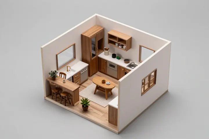 AI-generated illustrative interior presentation models